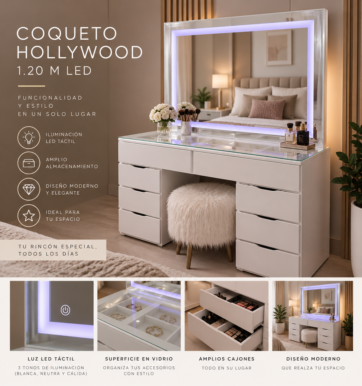 Coqueto Hollywood 1.20 cm LED